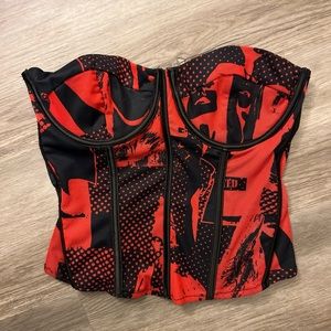 edikted red and black corset top